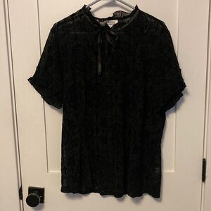 Unique Vintage Black Sheer Blouse